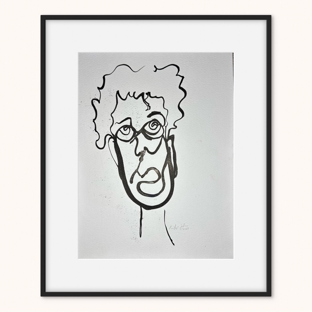 A Cautionary Portrait – Expressive Line Art on Paper